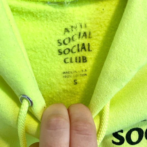 Anti social social club short sleeve neon hooded sweatshirt hoodie - HOST PICK! - Picture 4 of 6